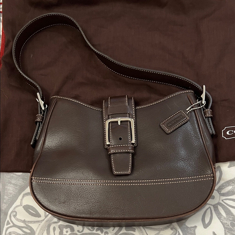 Coach Dark Brown Leather Shoulder Bag